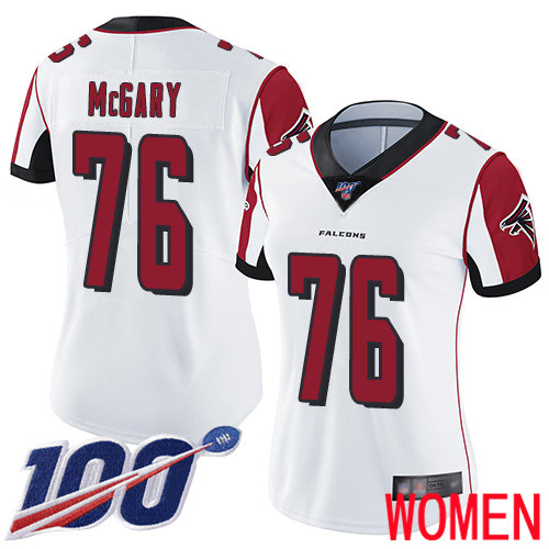 Atlanta Falcons Limited White Women Kaleb McGary Road Jersey NFL Football #76 100th Season Vapor Untouchable